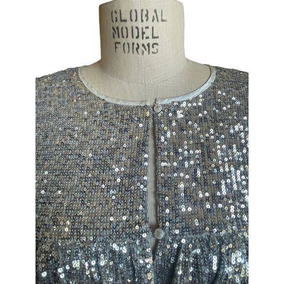 Emerson Fry Marion Short Silver Sequin Mini Dress Size Small - Picture 7 of 9